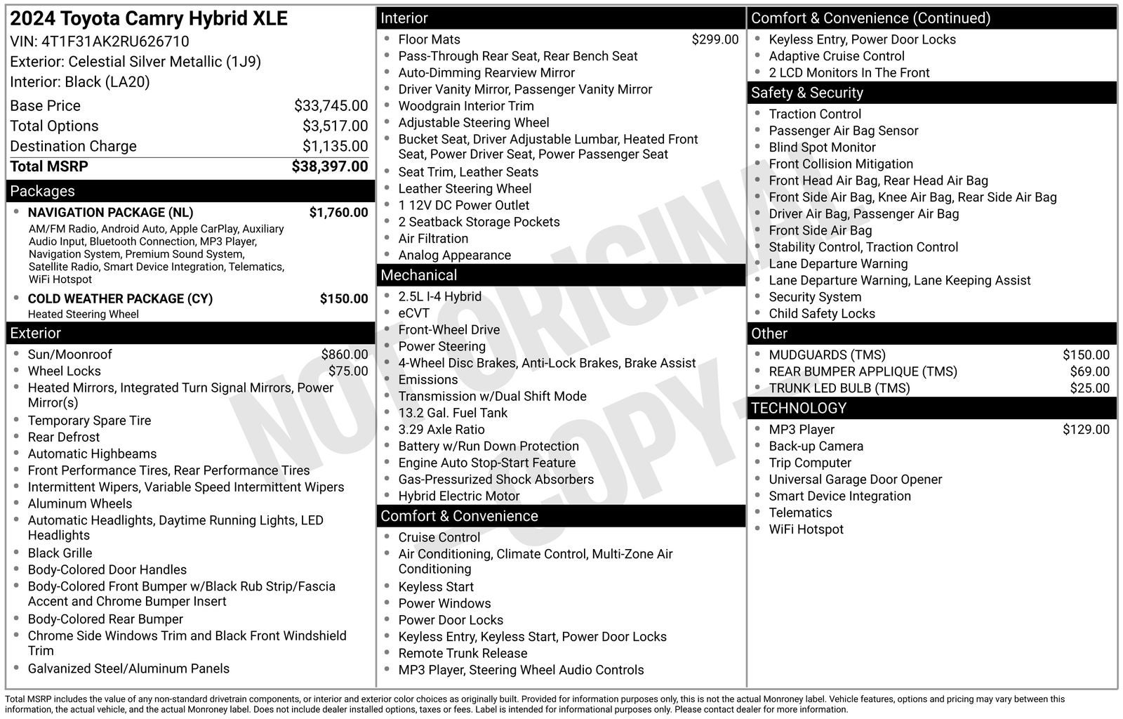 2024 Toyota Camry Hybrid XLE