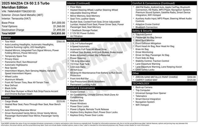 2025 Mazda Mazda CX-50 2.5 Turbo Meridian Edition