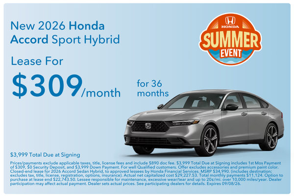 New 2026 Honda Accord Sport Hybrid