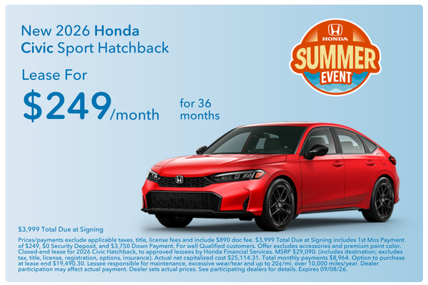 New 2026 Honda Civic Sport Hatchback 