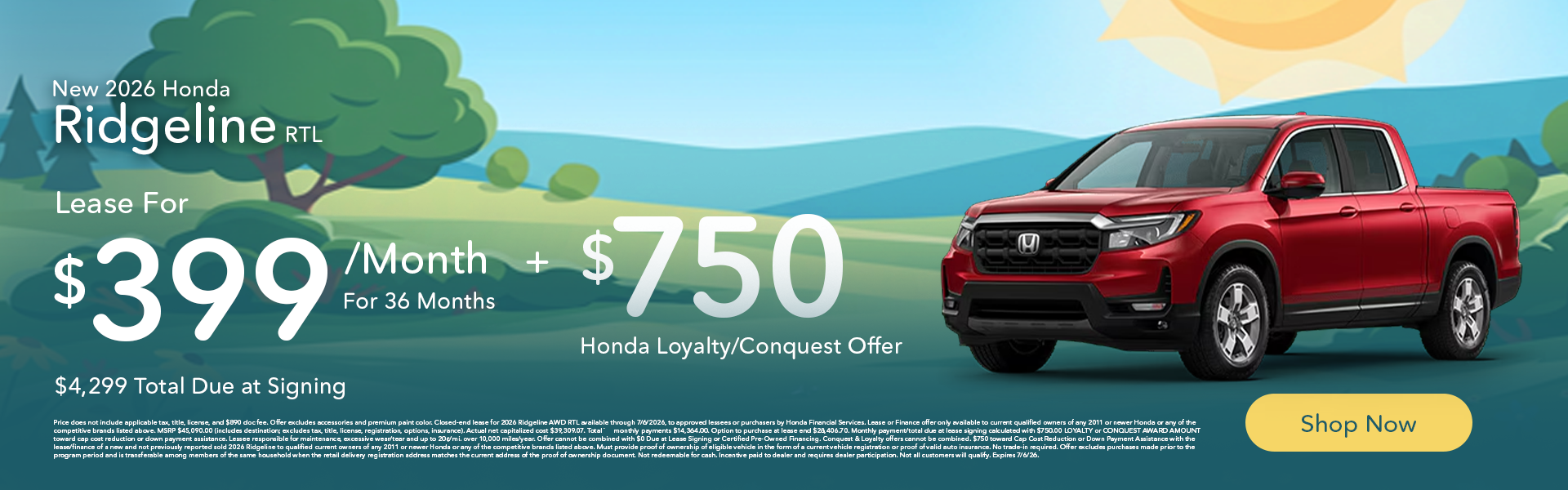 New 2026 Honda Ridgeline RTL